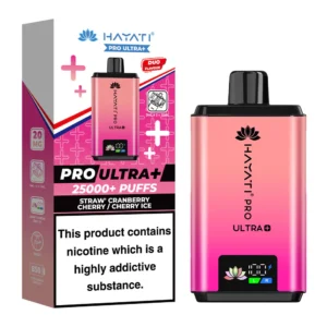 Hayati Pro Ultra+ 25000 Puffs Straw Cranberry Cherry & Cherry Ice Prefilled Pod Kit