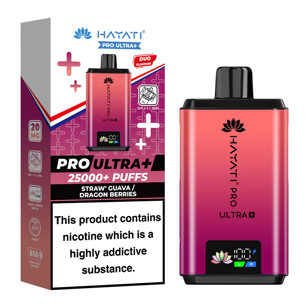 Hayati Pro Ultra+ 25000 Puffs Straw Guava Dragon Berries Prefilled Pod Kit
